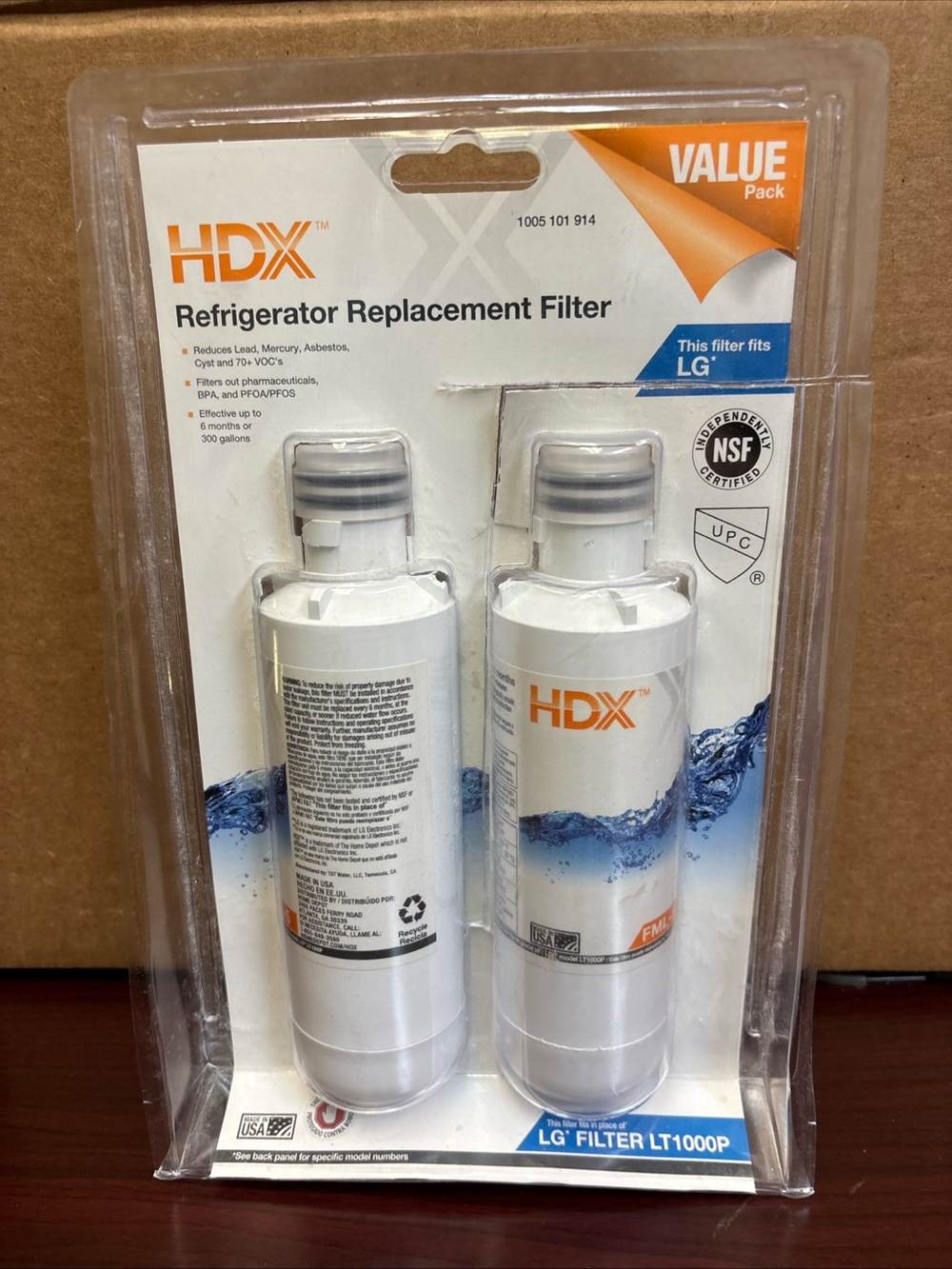 HDX FML-5 Refrigerator Water Filter Replacement for LG Model LT1000P (2-Pack)